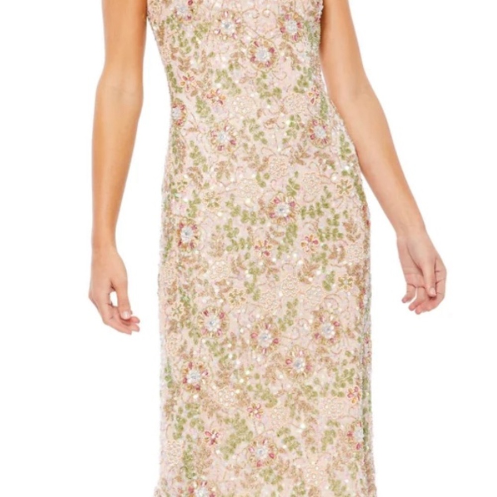 Mac Duggal Cocktail dress that is colorful with a column fit. 10755 size 12 - Picture 4 of 15